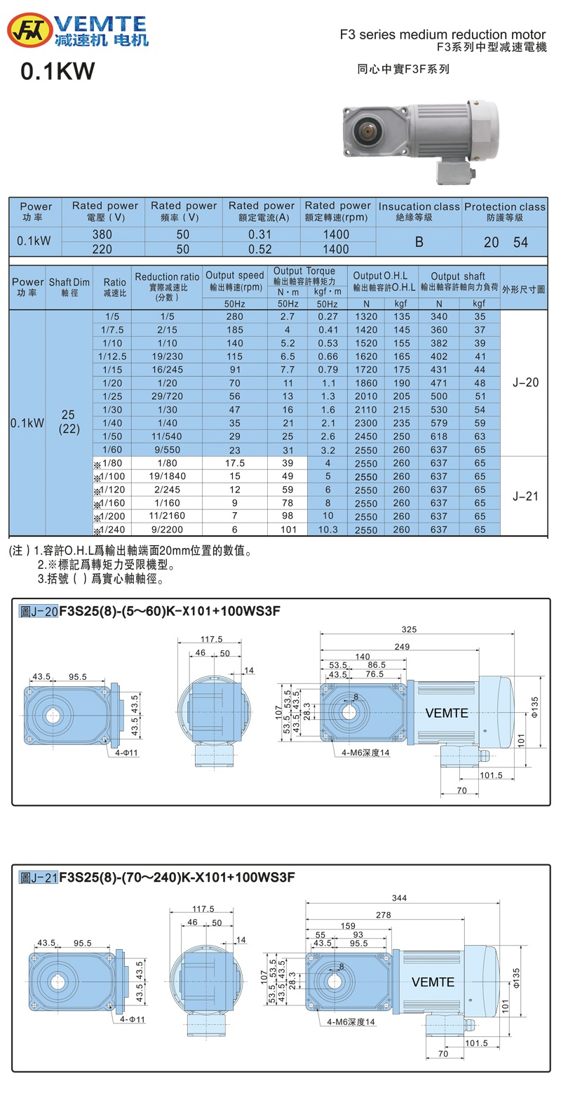 標(biāo)準(zhǔn)型帶電機(jī)0.1KW-實(shí)心軸